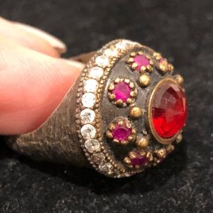 Turkish Handmade- ottoman Ruby- Dark Gray Sliver